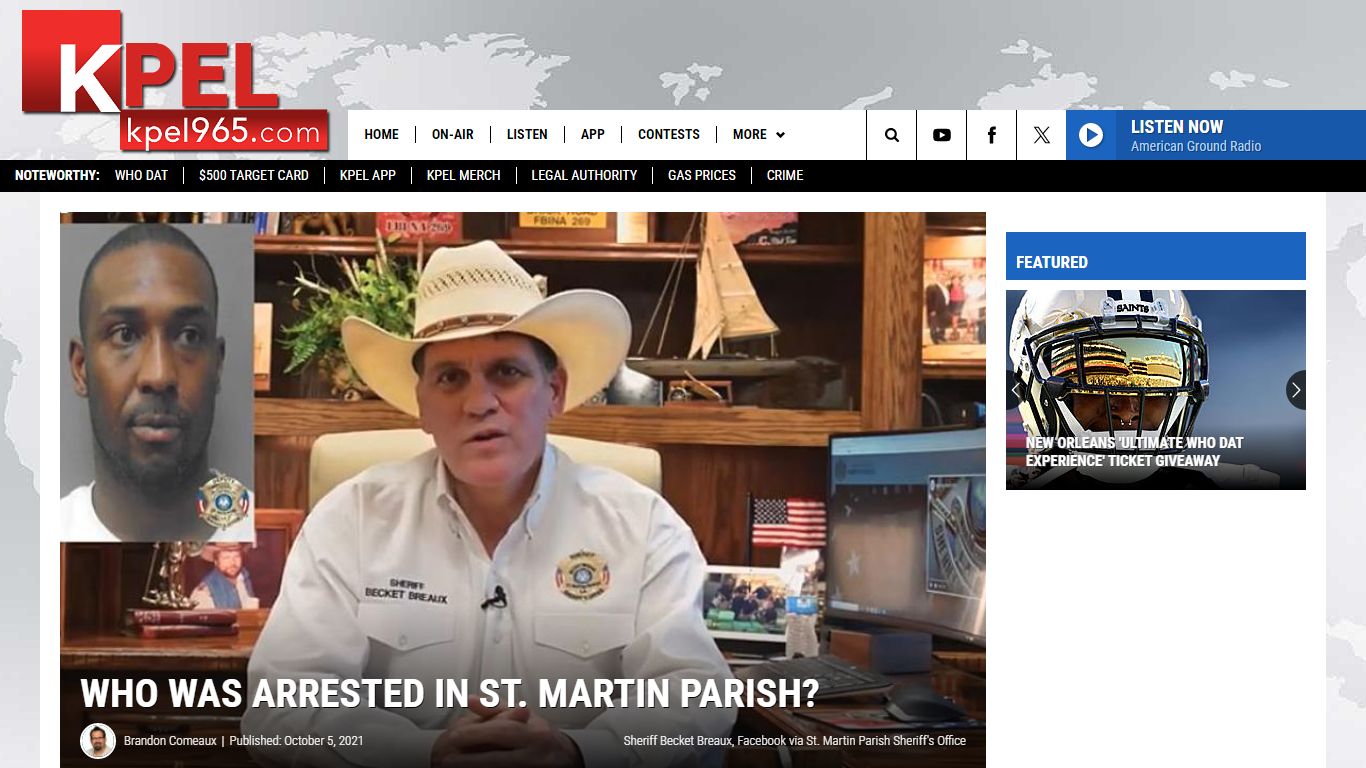 St. Martin Parish Sheriff's Office Daily Arrest Report - KPEL 96.5